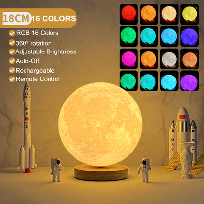 3D Magnetic Floating Moon Lamp – Levitating LED Lunar Light with Touch Control and 3 Color Modes | Creative Home, Office, and Bedroom Night Light Décor