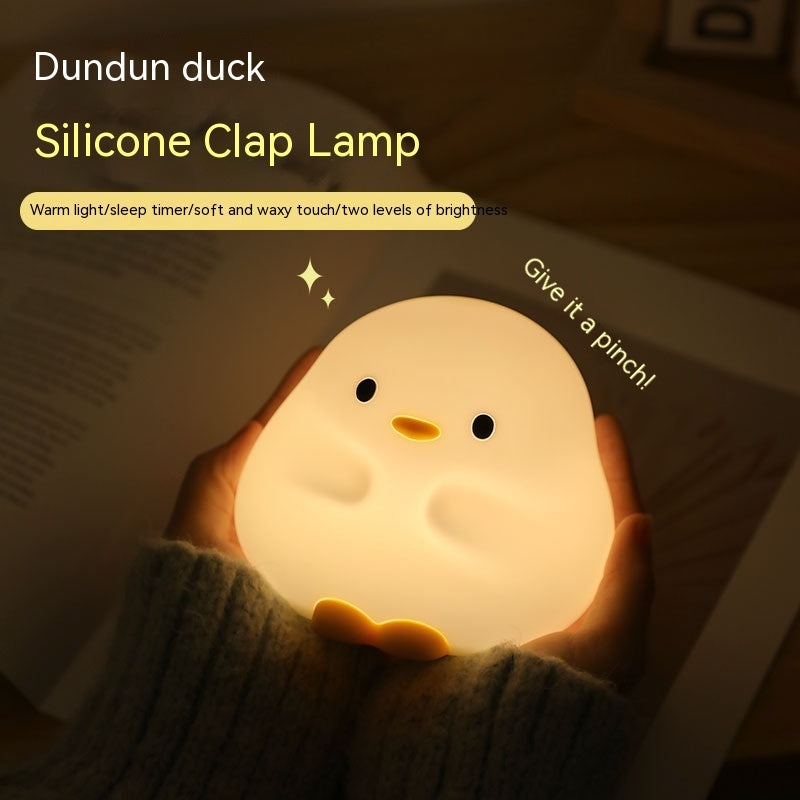 Cute Duck LED Night Lamp – Soft Silicone USB Rechargeable Touch Sensor Light with Timer | Adorable Cartoon Bedside Sleeping Lamp for Kids, Bedroom, and Home Décor
