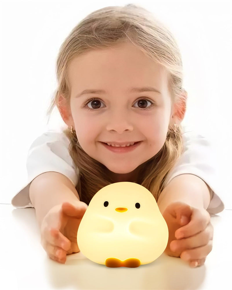 Cute Duck LED Night Lamp – Soft Silicone USB Rechargeable Touch Sensor Light with Timer | Adorable Cartoon Bedside Sleeping Lamp for Kids, Bedroom, and Home Décor