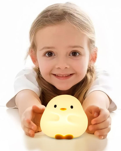 Cute Duck LED Night Lamp – Soft Silicone USB Rechargeable Touch Sensor Light with Timer | Adorable Cartoon Bedside Sleeping Lamp for Kids, Bedroom, and Home Décor