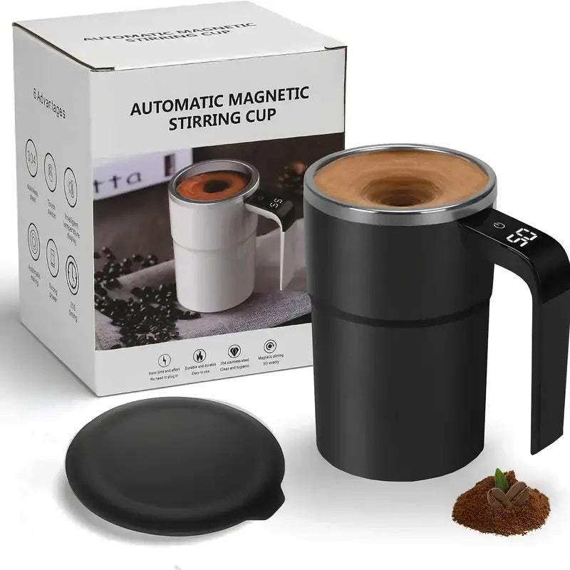Electric Self-Stirring Coffee Mug – USB Rechargeable Automatic Magnetic Mixing Cup, IP67 Waterproof Food-Grade Stainless Steel Mug for Coffee, Tea, Milk, and Juice