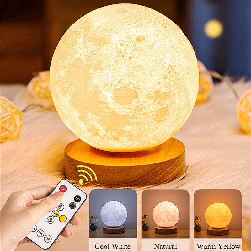 3D Magnetic Floating Moon Lamp – Levitating LED Lunar Light with Touch Control and 3 Color Modes | Creative Home, Office, and Bedroom Night Light Décor
