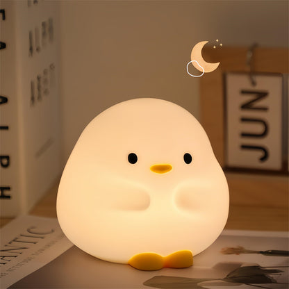 Cute Duck LED Night Lamp – Soft Silicone USB Rechargeable Touch Sensor Light with Timer | Adorable Cartoon Bedside Sleeping Lamp for Kids, Bedroom, and Home Décor